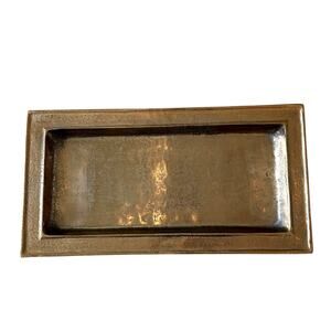 XL Rectangular Antique Brass Hammered Metal Tray 24x12 Made in India NEW